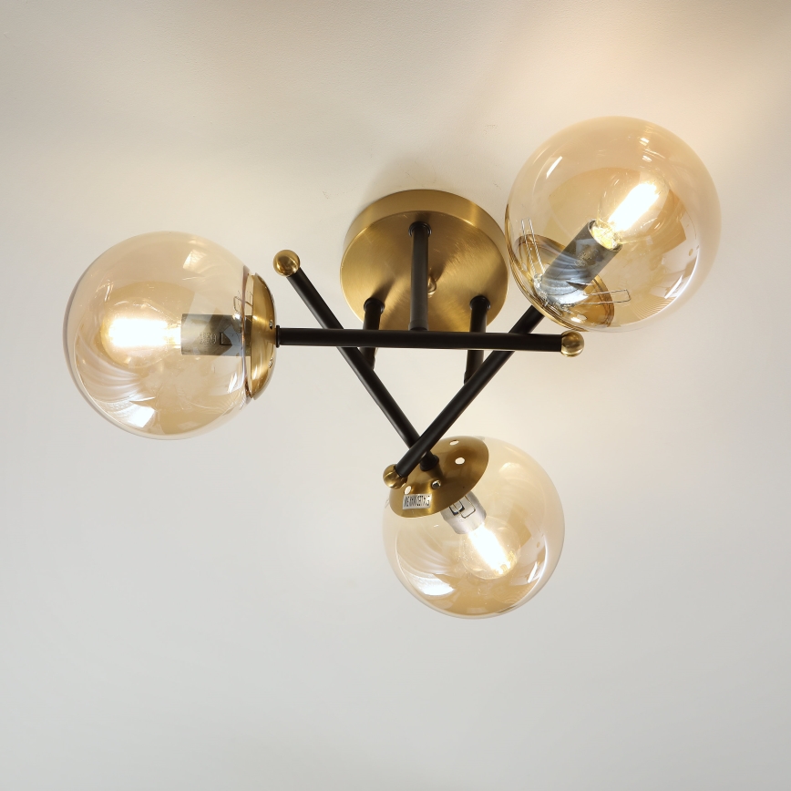 Brilagi - Lustre de tecto aplicado MALIVA 3xE14/15W/230V dourado