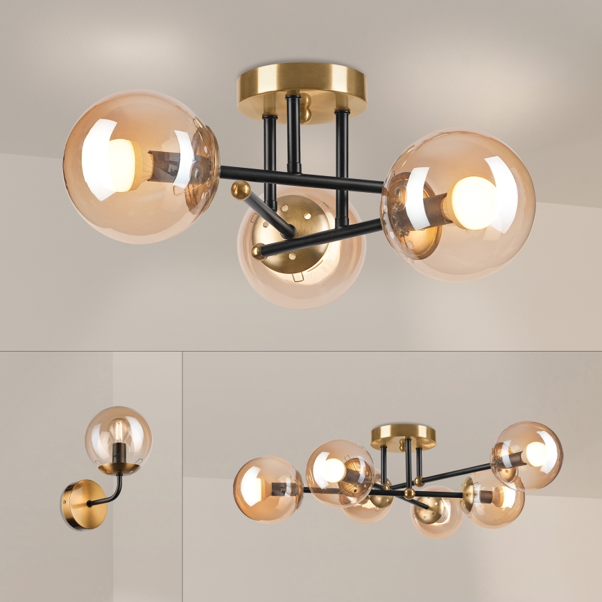 Brilagi - Lustre de tecto aplicado MALIVA 3xE14/15W/230V dourado