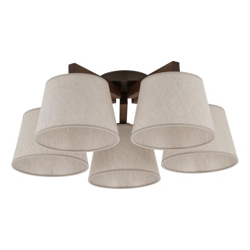 Brilagi - Lustre de tecto de montagem superficial LATTE 5xE27/60W/230V pinho/creme