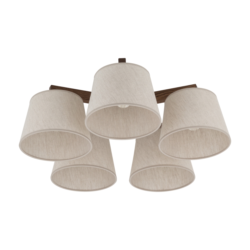 Brilagi - Lustre de tecto de montagem superficial LATTE 5xE27/60W/230V pinho/creme