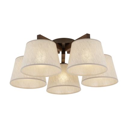 Brilagi - Lustre de tecto de montagem superficial LATTE 5xE27/60W/230V pinho/creme