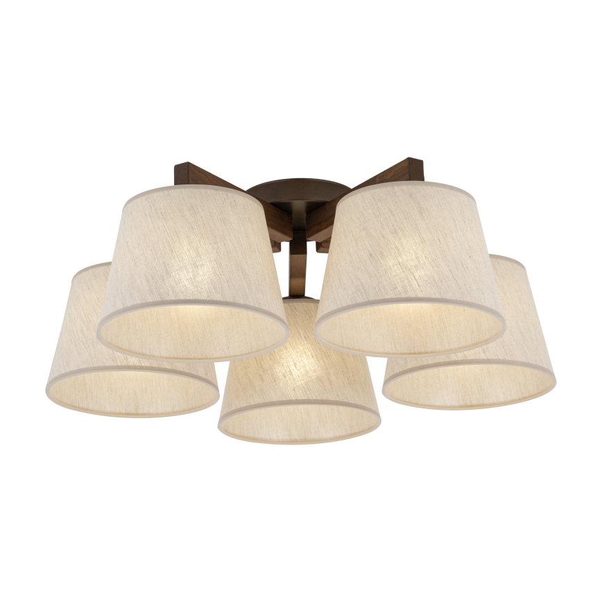 Brilagi - Lustre de tecto de montagem superficial LATTE 5xE27/60W/230V pinho/creme