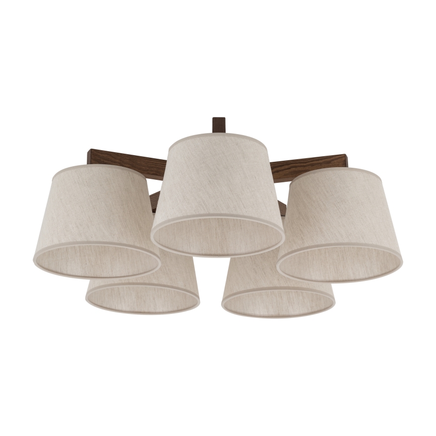 Brilagi - Lustre de tecto de montagem superficial LATTE 5xE27/60W/230V pinho/creme