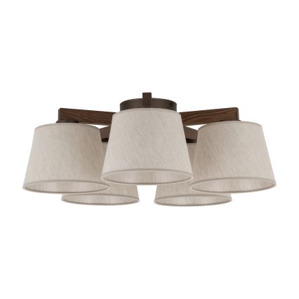 Brilagi - Lustre de tecto de montagem superficial LATTE 5xE27/60W/230V pinho/creme