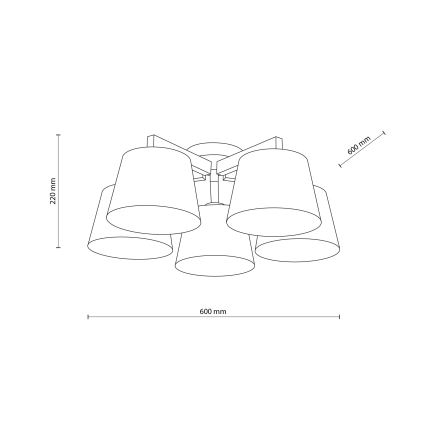 Brilagi - Lustre de tecto de montagem superficial LATTE 5xE27/60W/230V pinho/creme