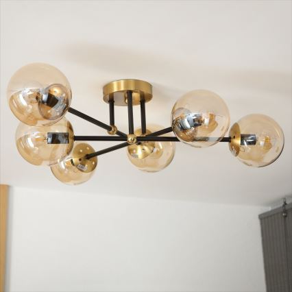 Brilagi - Lustre de tecto de montagem superficial MALIVA 6xE14/15W/230V dourado