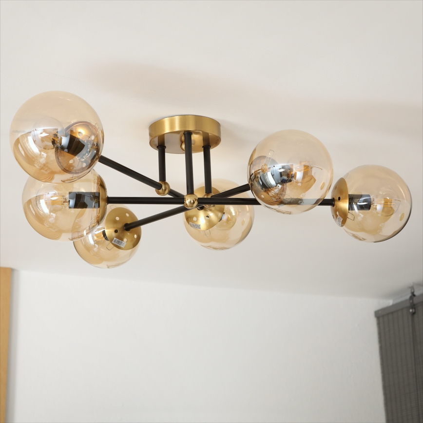 Brilagi - Lustre de tecto de montagem superficial MALIVA 6xE14/15W/230V dourado