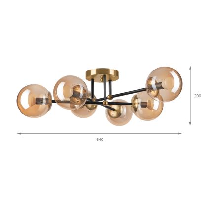 Brilagi - Lustre de tecto de montagem superficial MALIVA 6xE14/15W/230V dourado