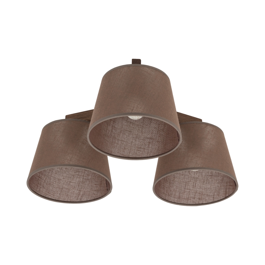 Brilagi - Lustre de tecto de superfície LATTE 3xE27/60W/230V pinho/castanho