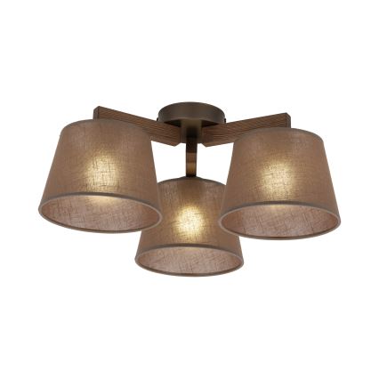 Brilagi - Lustre de tecto de superfície LATTE 3xE27/60W/230V pinho/castanho