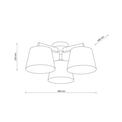 Brilagi - Lustre de tecto de superfície LATTE 3xE27/60W/230V pinho/castanho