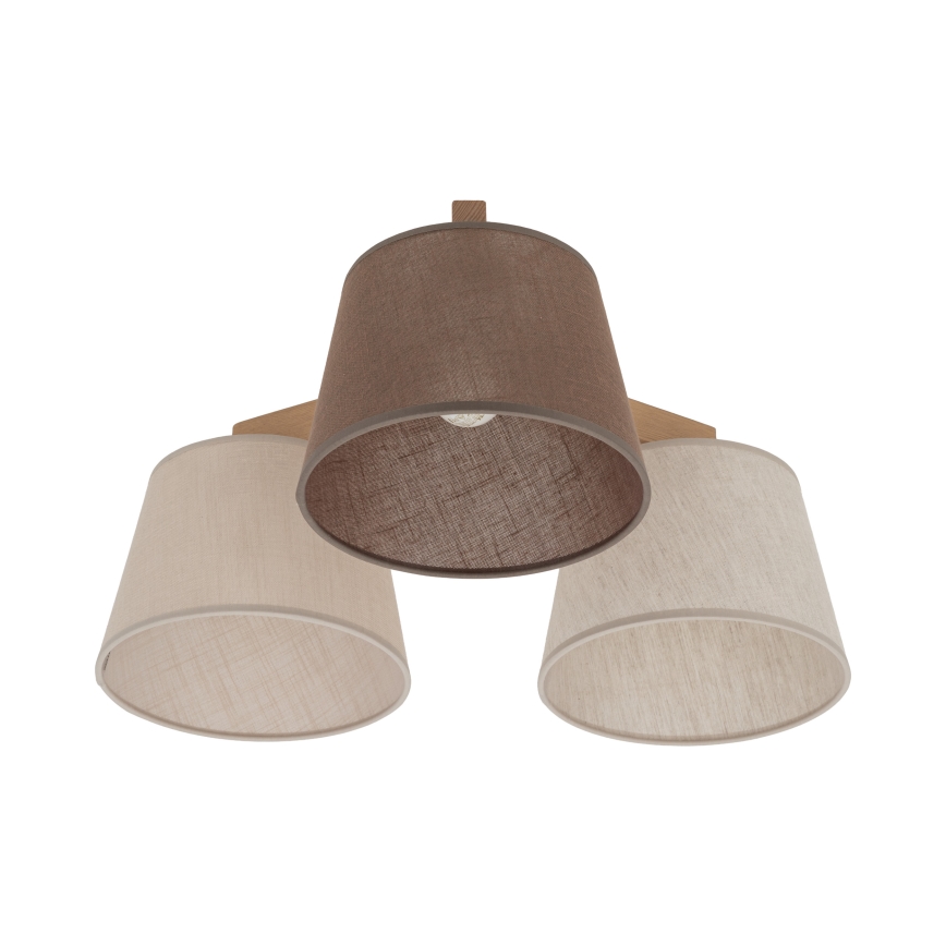 Brilagi - Lustre de tecto montado à superfície LATTE SABIA 3xE27/60W/230V pinho/mix
