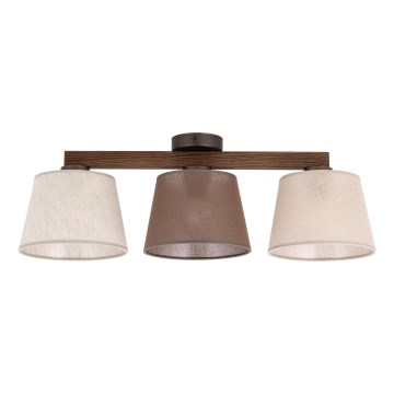 Brilagi - Lustre de teto de montagem superficial LATTE SABIA 3xE27/60W/230V pinho/misto