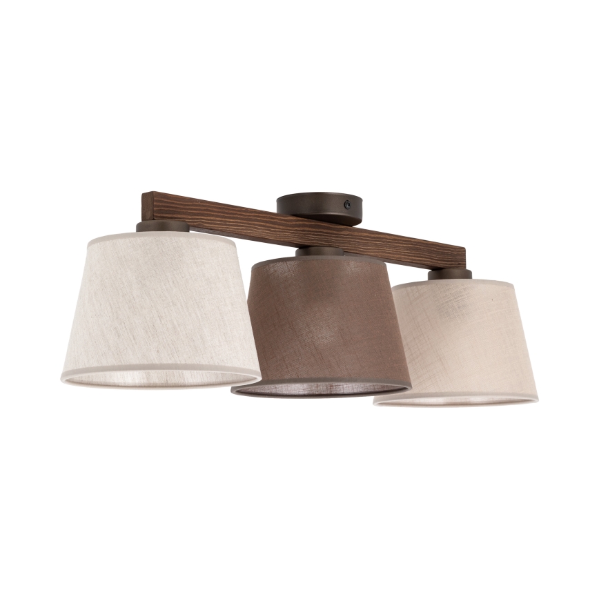 Brilagi - Lustre de teto de montagem superficial LATTE SABIA 3xE27/60W/230V pinho/misto