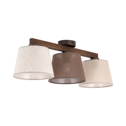 Brilagi - Lustre de teto de montagem superficial LATTE SABIA 3xE27/60W/230V pinho/misto
