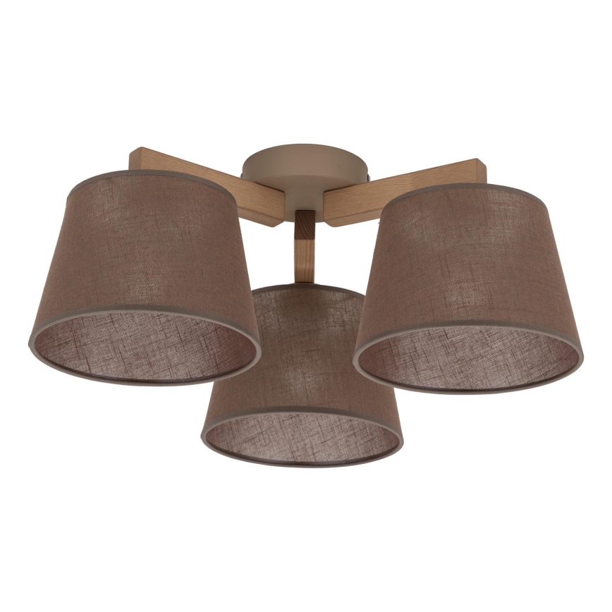 Brilagi - Lustre de teto fixo LATTE SABIA 3xE27/60W/230V pinho/castanho