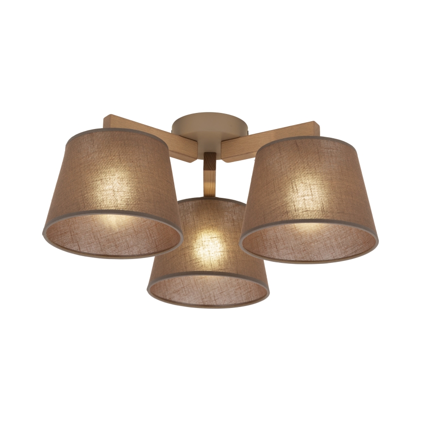 Brilagi - Lustre de teto fixo LATTE SABIA 3xE27/60W/230V pinho/castanho