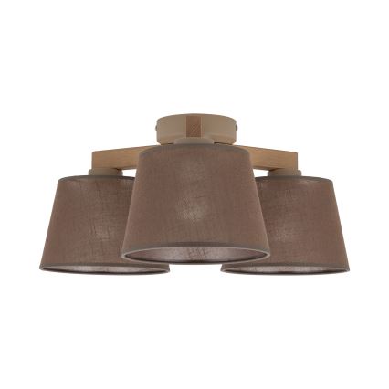 Brilagi - Lustre de teto fixo LATTE SABIA 3xE27/60W/230V pinho/castanho
