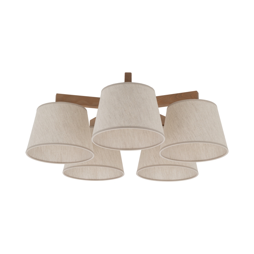 Brilagi - Lustre de teto fixo LATTE SABIA 5xE27/60W/230V pinho/creme