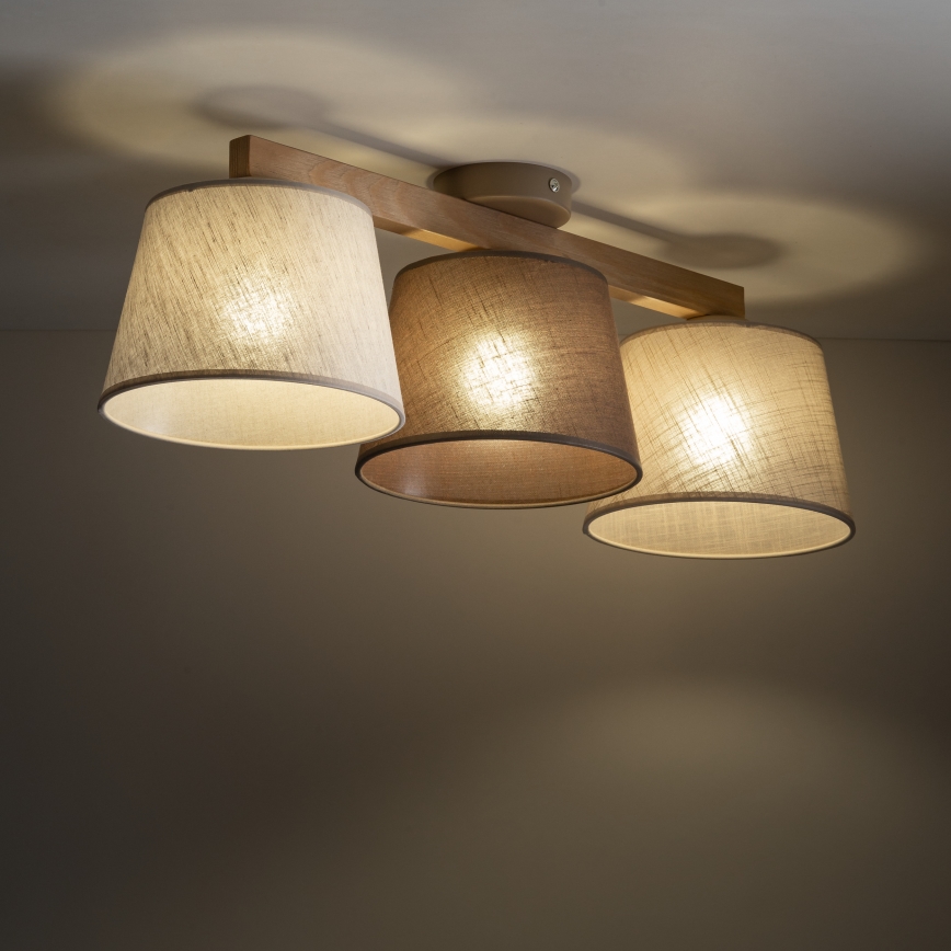 Brilagi - Lustre de teto sobreposto LATTE 3xE27/60W/230V pinho/misto