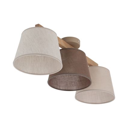 Brilagi - Lustre de teto sobreposto LATTE 3xE27/60W/230V pinho/misto