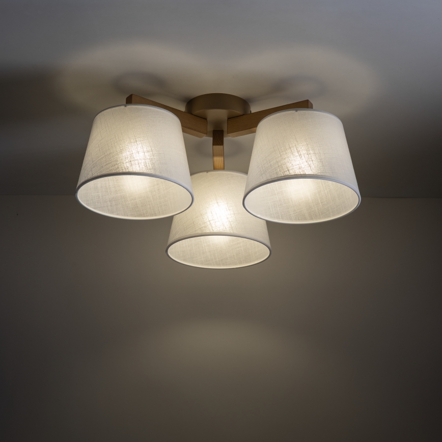 Brilagi - Lustre de teto sobreposto LATTE SABIA 3xE27/60W/230V pinho/branco