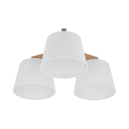 Brilagi - Lustre de teto sobreposto LATTE SABIA 3xE27/60W/230V pinho/branco