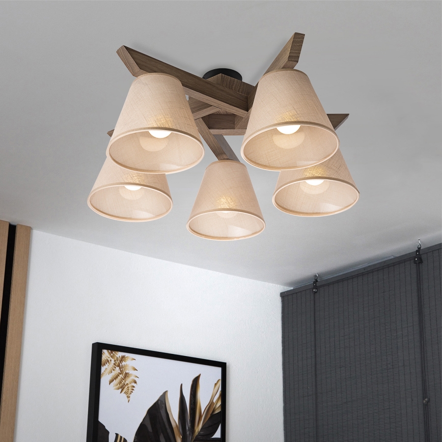 Brilagi - LED Plafon ANTHONY 5xE14/40W/230V carvalho nogueira/bege