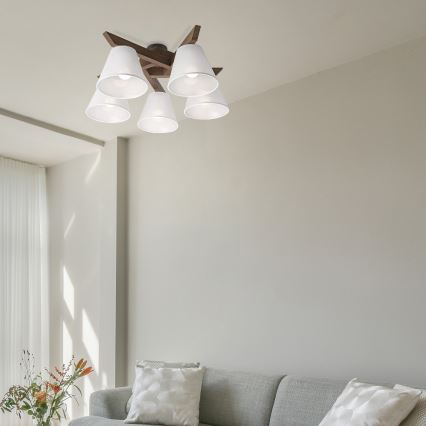 Brilagi - LED Plafonier ANTHONY 5xE14/40W/230V carvalho nogueira/branco