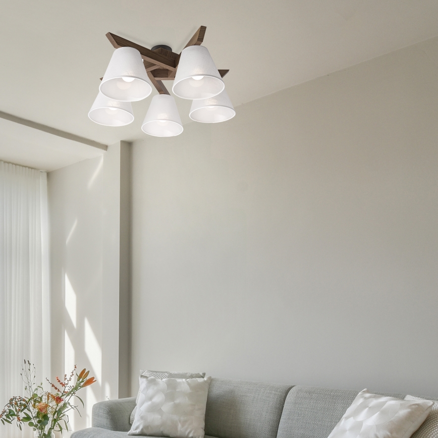 Brilagi - LED Plafonier ANTHONY 5xE14/40W/230V carvalho nogueira/branco