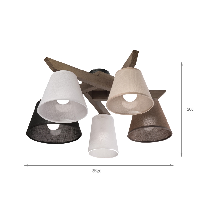 Brilagi - LED Plafon ANTHONY 5xE14/40W/230V carvalho nogueira