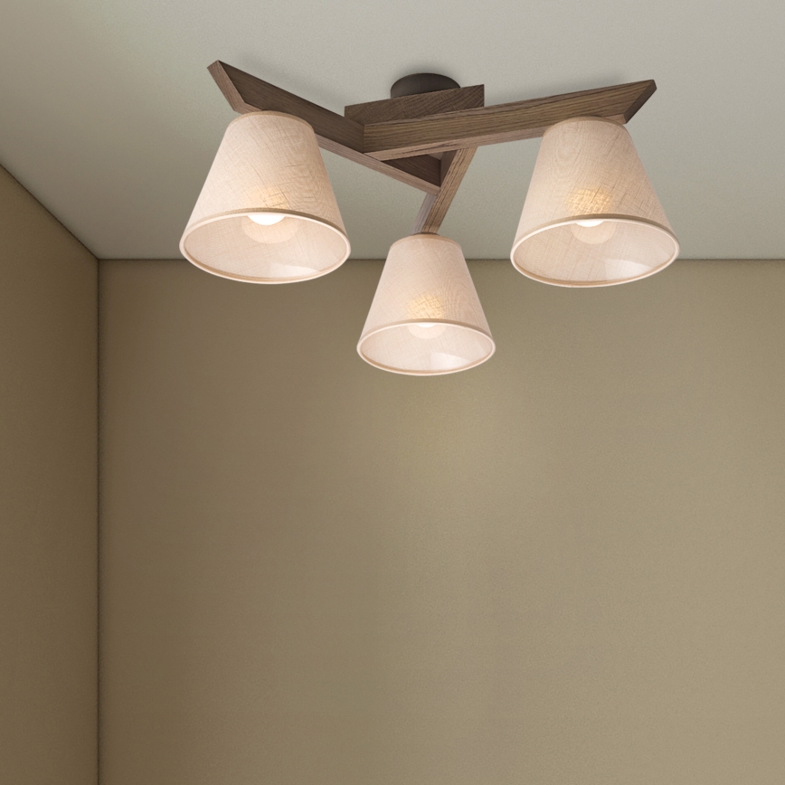 Brilagi - LED Lustre de teto sobreposto ANTHONY 3xE14/40W/230V carvalho nogueira/bege