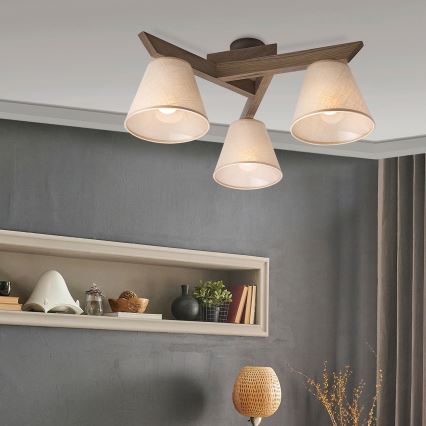 Brilagi - LED Lustre de teto sobreposto ANTHONY 3xE14/40W/230V carvalho nogueira/bege