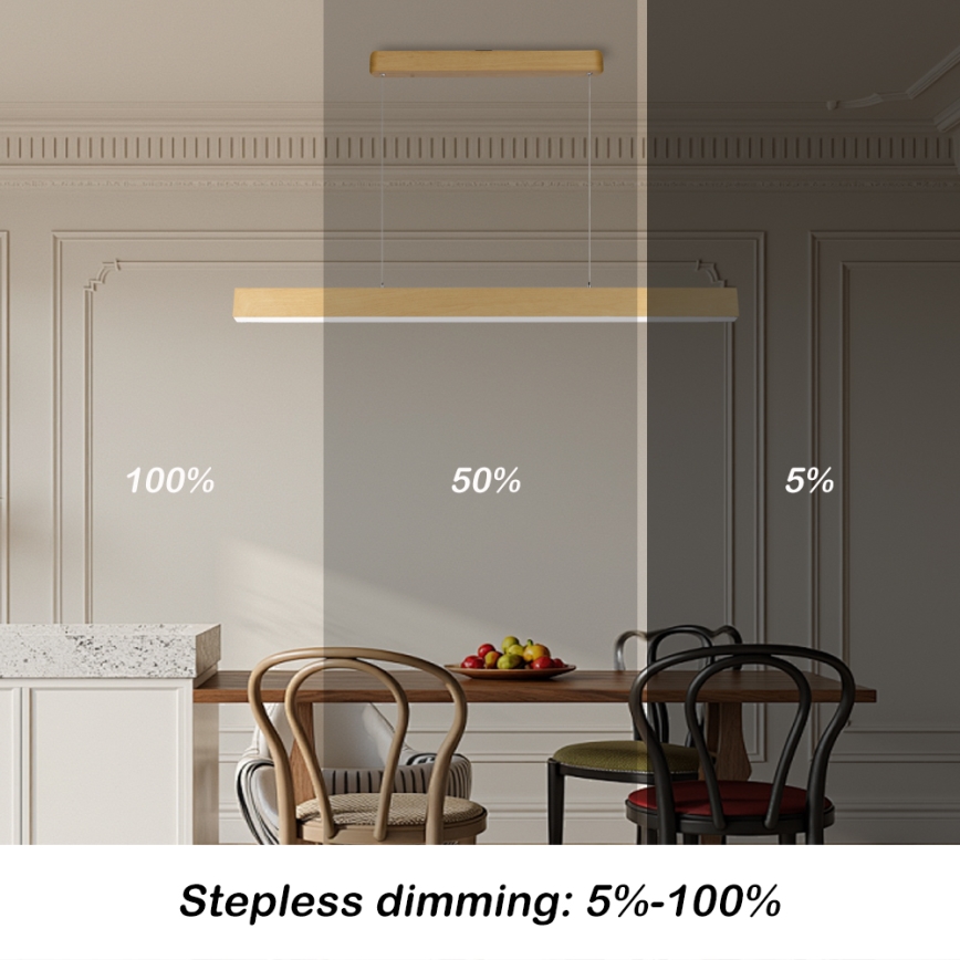 Brilagi - Lustre LED regulável SLEEKLINE SMART LED/40W/230V Wi‑Fi Tuya, acabamento em carvalho + comando remoto