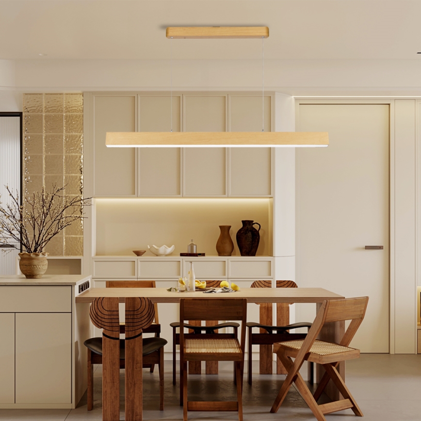 Brilagi - Lustre LED regulável SLEEKLINE SMART LED/40W/230V Wi‑Fi Tuya, acabamento em carvalho + comando remoto