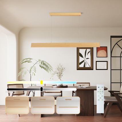 Brilagi - Lustre LED dimerizável suspenso por cabo SLIMLINE LED/40W/230V 3000–6000K acabamento em carvalho + comando remoto