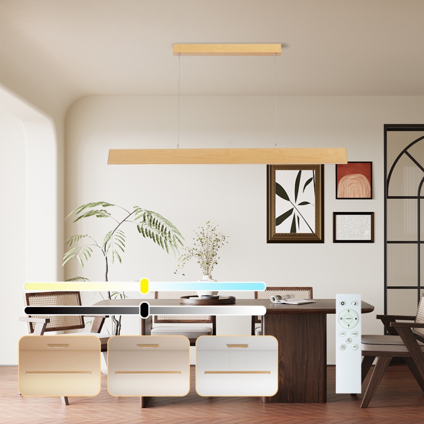 Brilagi - Lustre LED dimerizável suspenso por cabo SLIMLINE LED/40W/230V 3000–6000K acabamento em carvalho + comando remoto