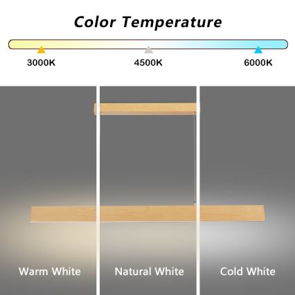 Brilagi - Lustre LED dimerizável suspenso por cabo SLIMLINE LED/40W/230V 3000–6000K acabamento em carvalho + comando remoto