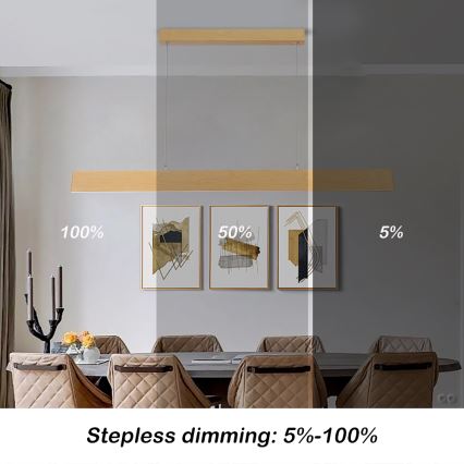 Brilagi - Lustre LED dimerizável suspenso por cabo SLIMLINE LED/40W/230V 3000–6000K acabamento em carvalho + comando remoto