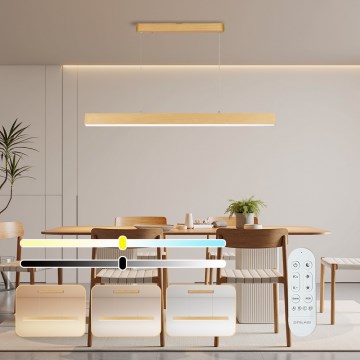 Brilagi - Lustre LED regulável SLEEKLINE SMART LED/40W/230V Wi‑Fi Tuya, acabamento em carvalho + comando remoto