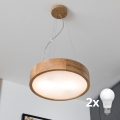 Brilagi - Lustre LED suspenso Carvalho 2xE27/60W/230V carvalho diâmetro 37 cm
