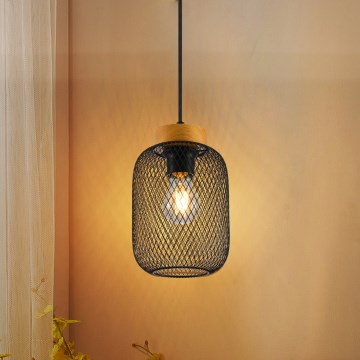Brilagi - Pendente em cabo BASKLITE 1xE27/15W/230V madeira de seringueira/preto