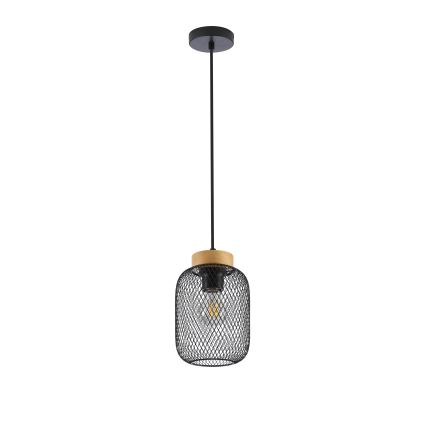 Brilagi - Pendente em cabo BASKLITE 1xE27/15W/230V madeira de seringueira/preto