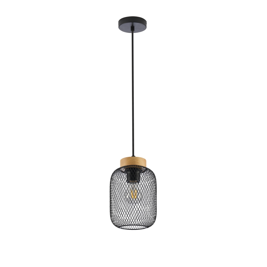 Brilagi - Pendente em cabo BASKLITE 1xE27/15W/230V madeira de seringueira/preto