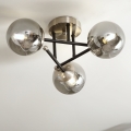 Brilagi - Plafon de sobrepor MALIVA 3xE14/15W/230V cromo fosco/vidro fumê