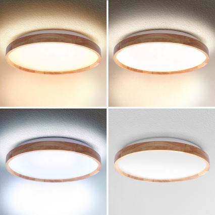 Brilagi - Plafon LED regulável ALSON LED/48W/230V 3000-6500K carvalho diâmetro 39,5 cm + comando à distância