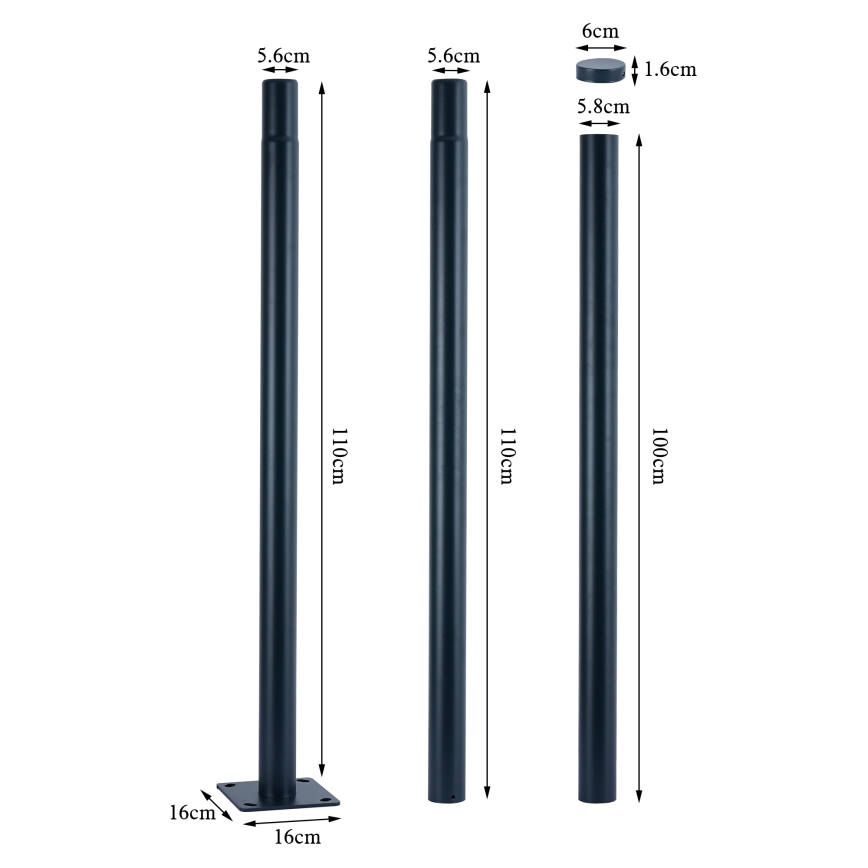 Brilagi - Poste metálico para iluminação exterior URBAN 3 m poste diâmetro 58 mate antracite