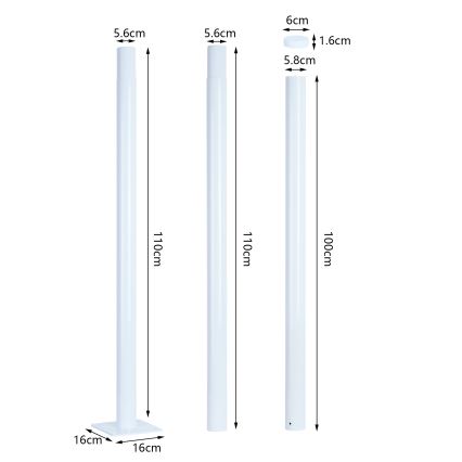 Brilagi - Poste metálico para iluminação exterior URBAN 3 m poste diâmetro 58 branco mate