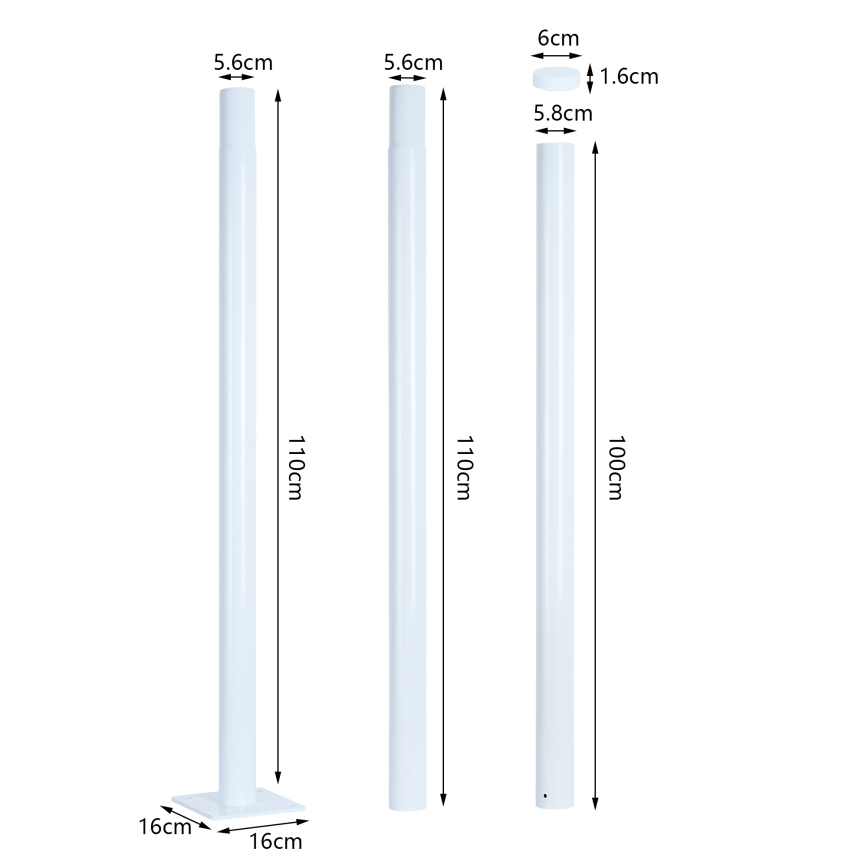 Brilagi - Poste metálico para iluminação exterior URBAN 3 m poste diâmetro 58 branco mate