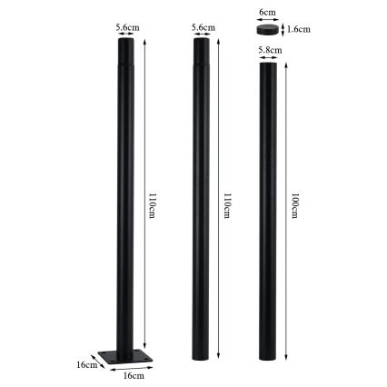 Brilagi - Poste metálico para iluminação exterior URBAN 3 m poste diâmetro 58 mate preto